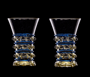 GLASS WITH BLUE DECOR, 13TH CENTURY, SET OF 2 - REPLIKEN HISTORISCHER GLAS