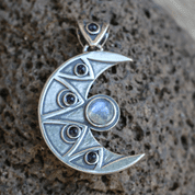 LUNA SILVER PENDANT, IOLITE AND RAINBOW MOONSTONE - PENDENTIFS