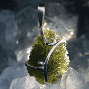 LENA - PENDENTIF, ARGENT, MOLDAVITE - BIJOUX À MOLDAVITES TCHÈQUES