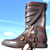 VARYAG, LATHER VIKING HIGH SHOES - BROWN - VIKING, SLAVIC BOOTS