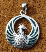 RISING OF PHOENIX, SILVER AND MALACHITES - PT-2819 - PENDENTIFS