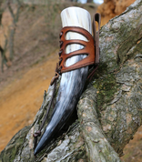 HORN HOLDER, LEATHER, DE LUXE - DRINKING HORNS