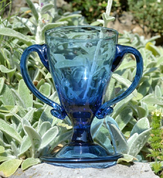 GLASS CHALICE, BLUE GLASS - HISTORICAL GLASS
