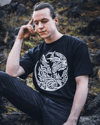 FENRIR, VIKING WOLF, MEN'S T-SHIRT B&W - PAGAN T-SHIRTS NAAV FASHION