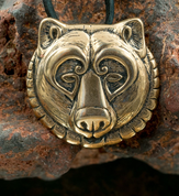 BEAR, HEAD, BRONZE PENDANT - PENDANTS, NECKLACES