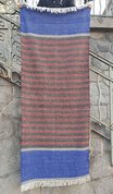 WOOLLEN CLOAK STRIPED WITH FRINGE, HANDMADE - HAND WEAVING