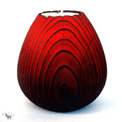 WOODEN CANDLESTICK, RED PEAR - WOODEN STATUES, PLAQUES, BOXES