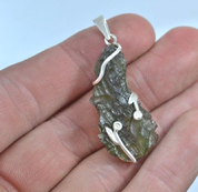 TERRA BOHEMIA, RAW MOLDAVITE PENDANT, STERLING SILVER - MOLDAVITE