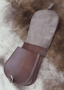 LEATHER BELT BAG WITH FUR, BROWN - BAGS, SPORRANS
