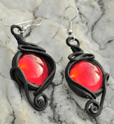 RED GLASS EARRINGS - FANTASY JEWELS