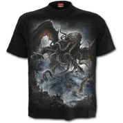 CTHULHU - FRONT PRINT T-SHIRT BLACK - MEN'S T-SHIRTS, SPIRAL DIRECT