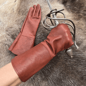 FENCING LEATHER GLOVES COGNAC - LEATHER ARMOUR/GLOVES