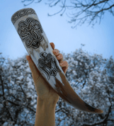 CROW, GNEZDOVO, ENGRAVED VIKING HORN - 0.4 L - DRINKING HORNS