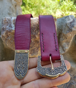 GOKSTAD, CEINTURE, NORVÈGE, ROUGE, BRONZE - CEINTURES EN CUIR