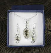 MAIA, MOLDAVITE GESCHENK-SET, SILBER - MOLDAVITE