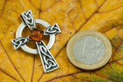 CELTIC CROSS, PENDENTIF, ARGENT, AMBRE - AMBRE ET ARGENT