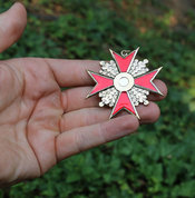 MALTESE CROSS, RED AND GOLDEN COLOUR, PENDANT - BADGES, HISTORIC JEWELS