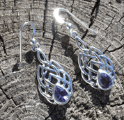 AMETHYST FACETED EARRINGS STERLING SILVER - BOUCLES D'OREILLES - BIJOUX HISTORIQUE