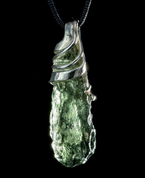 LOCENIA- MOLDAVITE, STERLING SILVER PENDANT - MOLDAVITES, CZECH