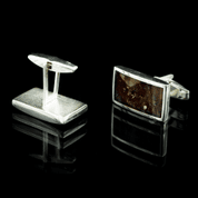 CUFFLINKS, SILVER AND AMBER - AMBER JEWELRY