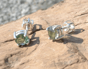 CYNGUS, STERLING SILVER EARRINGS WITH MOLDAVITE - MOLDAVITES, TEKTITES