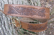 CELTIC WOLF, CARVED LEATHER BELT - BELTS