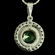 BRIANA, CZECH MOLDAVITE, GARNET, SILVER PENDANT - MOLDAVITES, CZECH