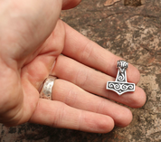 THOR'S HAMMER WITH SPIRALS, SILVER PENDANT - PENDANTS