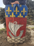 PAVISE SHIELD OF PARIS, HAND-PAINTED WOODEN MEDIEVAL SHIELD - LIVING HISTORY SHIELDS