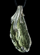 THEMIS - MOLDAVITE, STERLING SILVER PENDANT - MOLDAVITES, CZECH