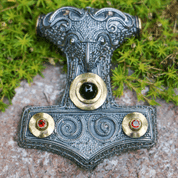 SCANIA THOR'S HAMMER, SILVER PENDANT WITH MOLDAVITE - ANHÄNGER - SCHMUCK, SILBER