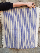 SMALL WOOLLEN THROW, BLUE STRIPES - HISTORISCHE TEXTILIEN - HANDWEBEREI