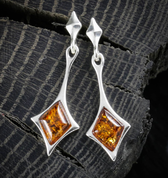 JASNA, AMBER, EARRINGS, YELLOW, STERLING SILVER - AMBER JEWELRY