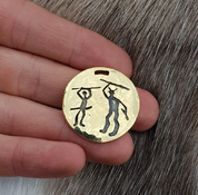 KRIGER, WARRIOR PENDANT, TANUM PETROGLYPH, BRASS - PENDANTS, NECKLACES