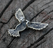 FLYING OWL, SILVER STERLING TALISMAN - PENDANTS