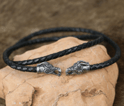 DRAGON HEADS LEATHER BRAIDED CORD - WIKINGERAMULETTE