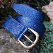 FLORES, LEATHER BELT BLUE - BELTS