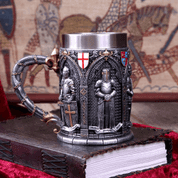 THE VOW ENGLISH ARMOURED KNIGHT LATIN OATH TANKARD 15.3 CM - MUGS, GOBLETS, SCARVES