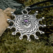 DEVANA, SLAVIC SOLAR PENDANT, SILVER - AMETHYST - PENDANTS