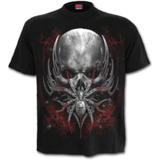 SPIDER SKULL - FRONT PRINT T-SHIRT BLACK - MEN'S T-SHIRTS, SPIRAL DIRECT