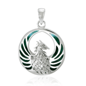 RISING OF PHOENIX, SILVER AND MALACHITES - PT-2819 - PENDENTIFS