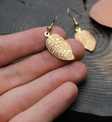 LEAVES, BRASS EARRINGS - CELTIC BRASS JEWELS, IMPORT FROM IRELAND