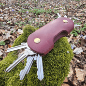 MUSHROOM - LEATHER KEY HOLDER FOR MUSHROOM PICKERS WITH SCREWS, COGNAC - KEYCHAINS, WHIPS, OTHER