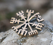 VEGVISIR, ISLÄNDISCHE SCHUTZ RUNE, ANHÄNGER, BRONZE - HISTORISCHEN REPLIKEN AUS BRONZE