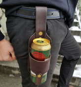 LEATHER BEER HOLDER BROWN - BOTTLES, HIP FLASKS