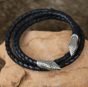 SNAKES LEATHER BRAIDED CORD, TIN - VIKING PENDANTS