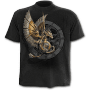 STEAMPUNK DRAGON - T-SHIRT BLACK - T-SHIRTS POUR HOMMES, SPIRAL DIRECT