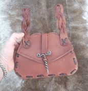 LEATHER BELT BAG WITH METAL PIN, BROWN - TASCHEN