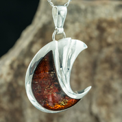 LUNA, PENDENTIF, AMBRE, ARGENT - AMBRE ET ARGENT