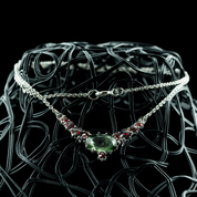 AILIS, SILVER NECKLACE, MOLDAVITE, GARNET - MOLDAVITES, CZECH